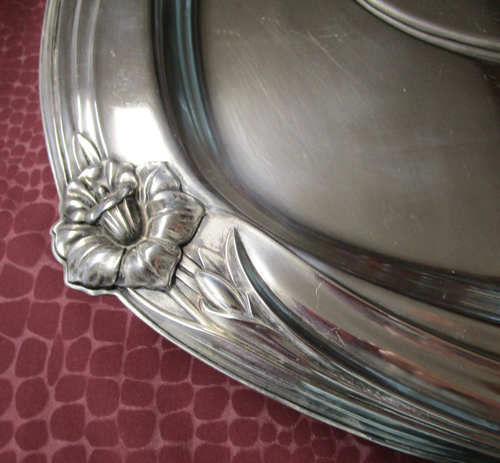 DAFFODIL 1950 MCM Silverplate Well & Tree Platter No Monograms bbg