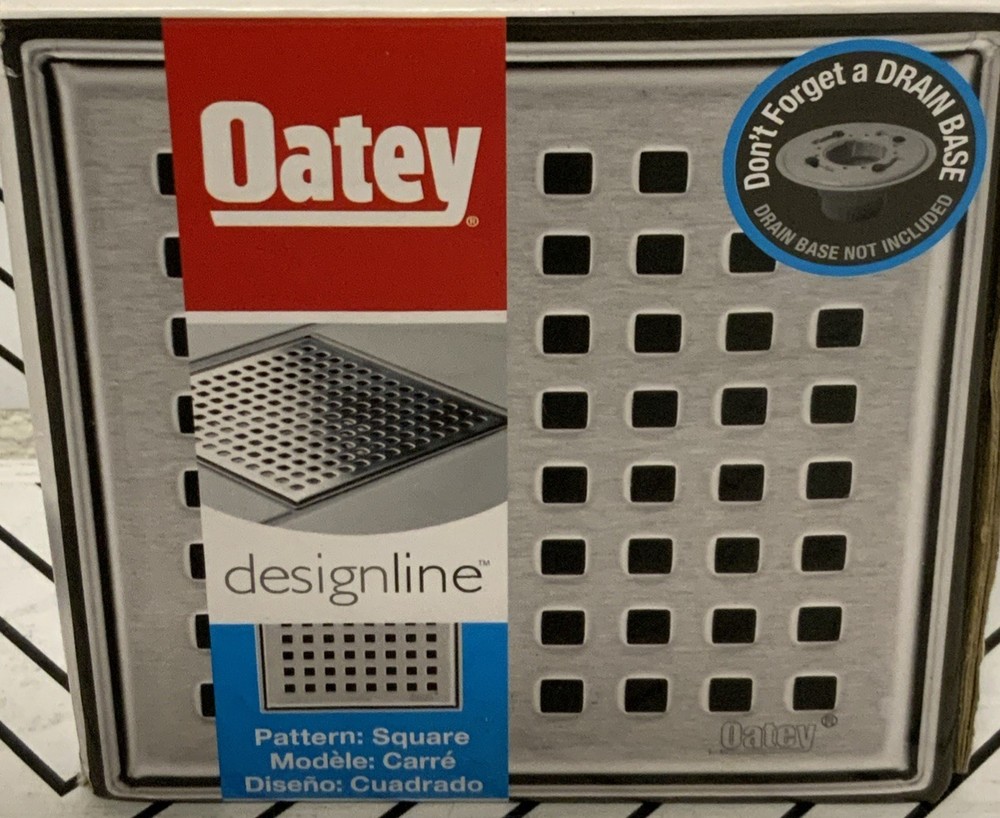 🥥 Oatey Shower Drain with Square Pattern Drain 4"x4"Cover 🆕AS SHOWN👇