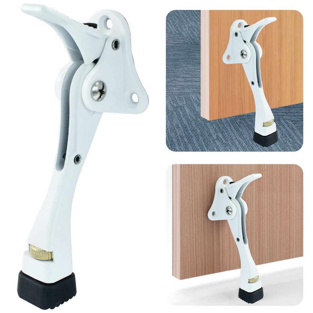 1 Pack Kick Down Door Stopper, White Heavy Duty Kickdown Door Stop for Bottom...