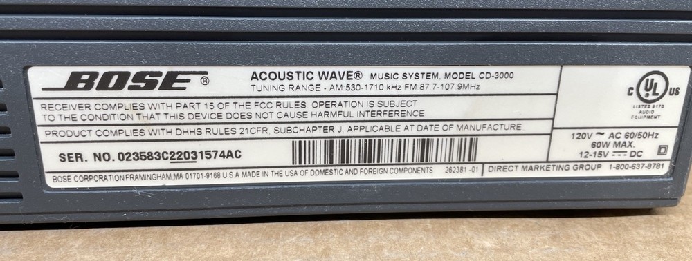 BOSE ACOUSTIC WAVE MUSIC SYSTEM CD-3000 *PARTIALLY WORKING*