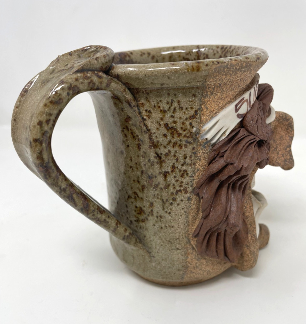 Coffee Tea Mug Cup Super Carpenter Vintage 3D Ugly Face Stoneware