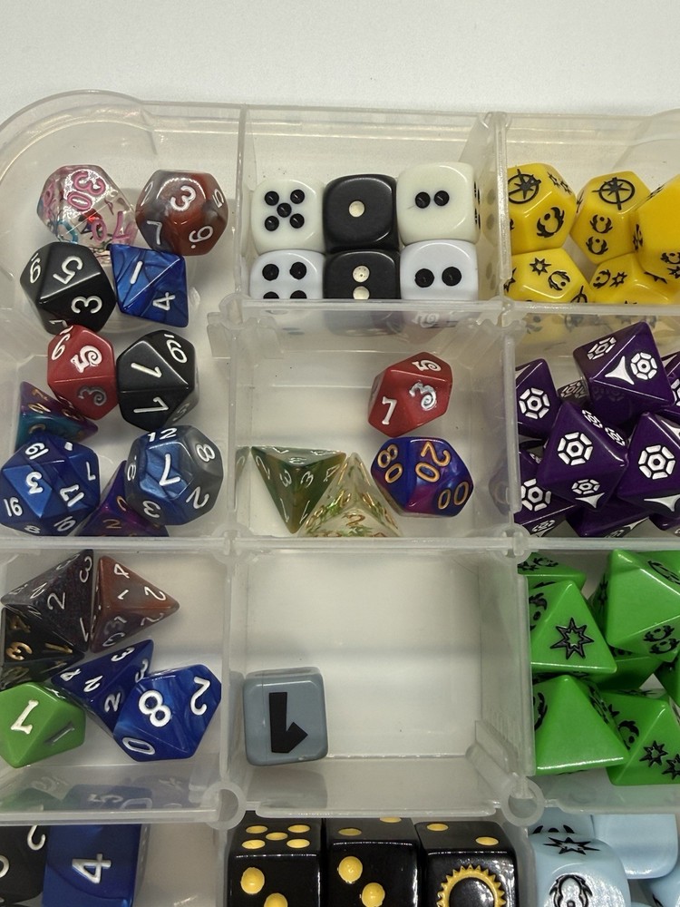 Huge Mixed Dice Lot RPG D&D Polyhedral Assorted Colors + Case Bundle