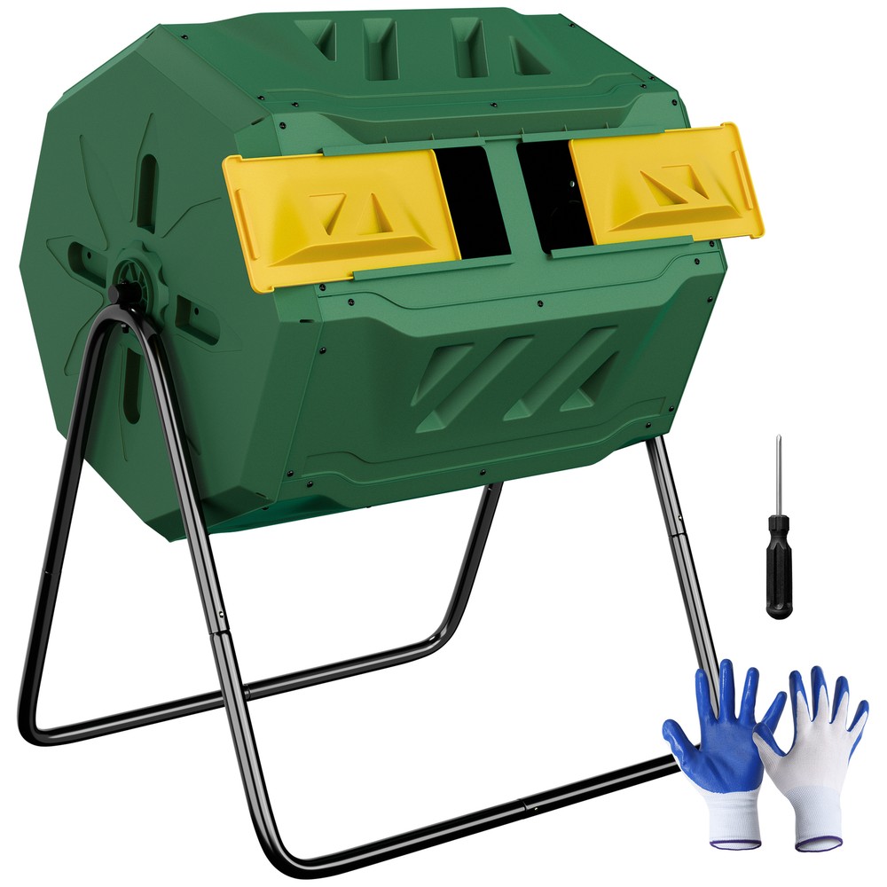 Chambers Composting Tumbler 43 Gallon Dual Batch Rotating Compost Bin Green