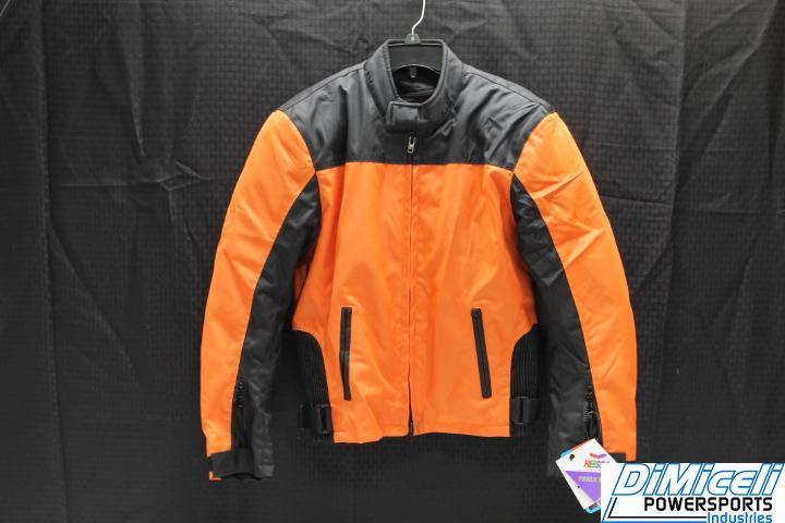 NEW MEDIUM ORANGE WATERPROOF POLYESTER ARMOR MOTORCYCLE JACKET *JACKET RUN SMALL