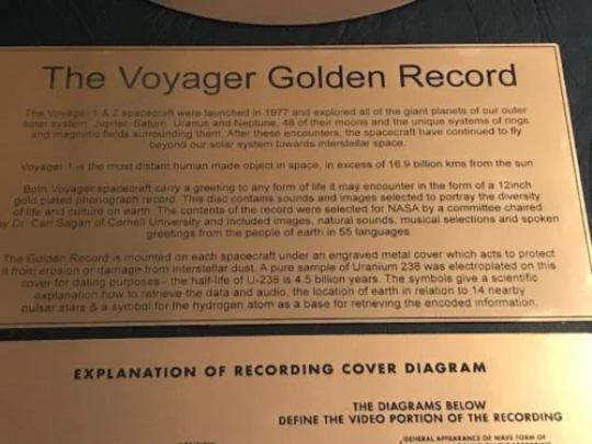 NASA VOYAGER GOLDEN Record + Pioneer plaque with explanation plaques