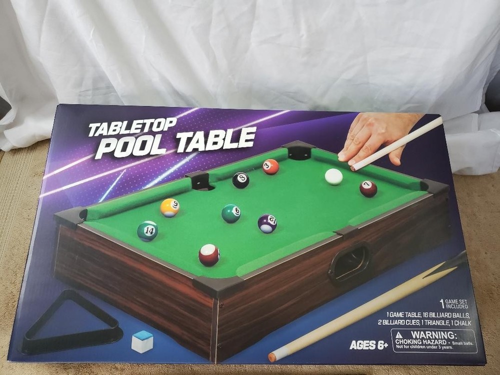 MINI TABLE TOP POOL TABLE WITH ALL ACCESSORIES NEW AND SEALED