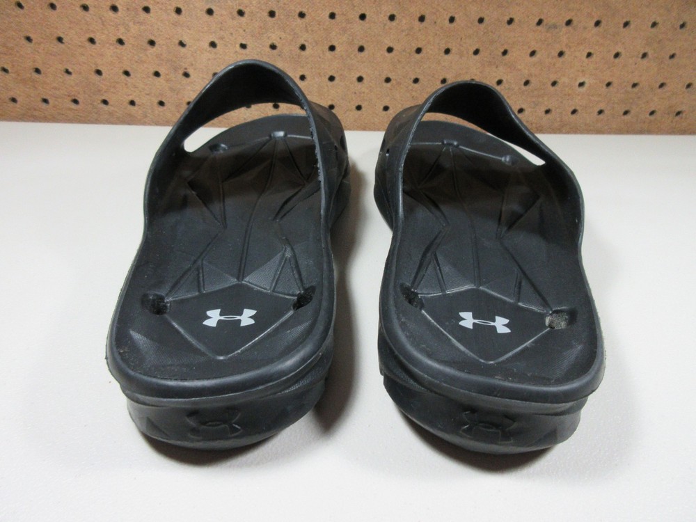 Under Armour mens solid black Locker Room slide sandals 11 M EUC