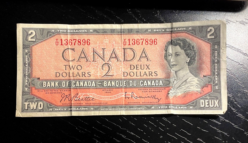 1954 2 Dollar Bill Note Canada Circulated Feels Crisp Ottawa Mint