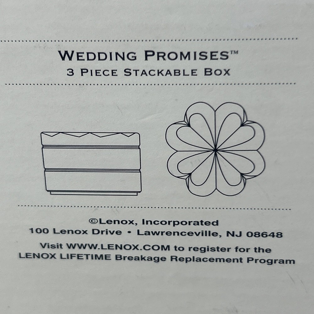 Lenox Wedding Promises 3 Piece Full Lead Crystal Stackable Flower Box
