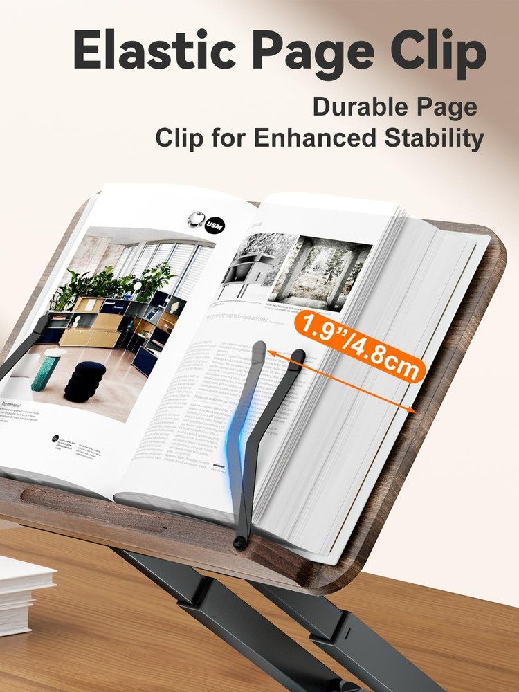 Tounee Book Stand, Telescopic Book Holder Stand, Adjustable Height Pull Out D...