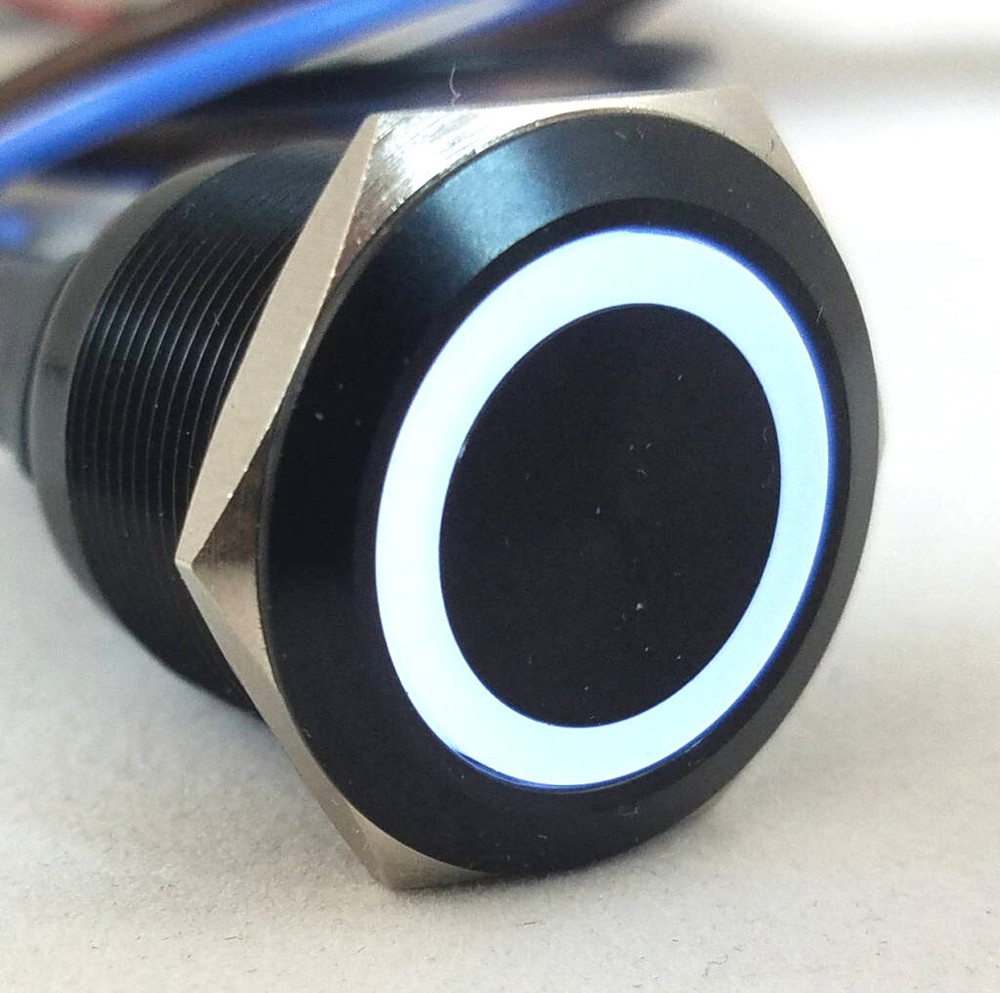 LED ON/OFF Stainless Steel Push Button Panel Mount Switch w/Harness