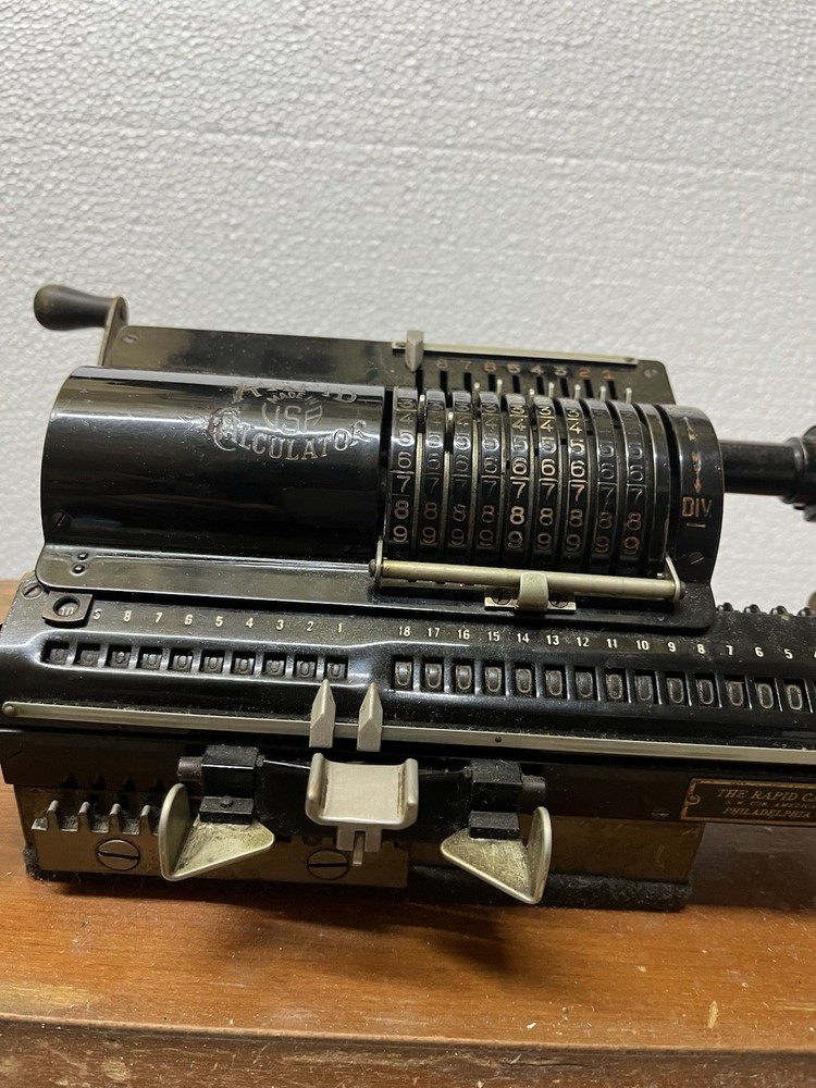 Vintage The Rapid Computer Co Adding Machine with Original Box, 1800s