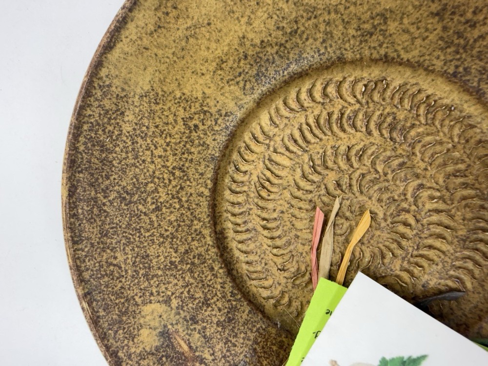 Handmade Ceramic Garlic Ginger Grater Plate Brown Pottery Kitchen Tool Signed