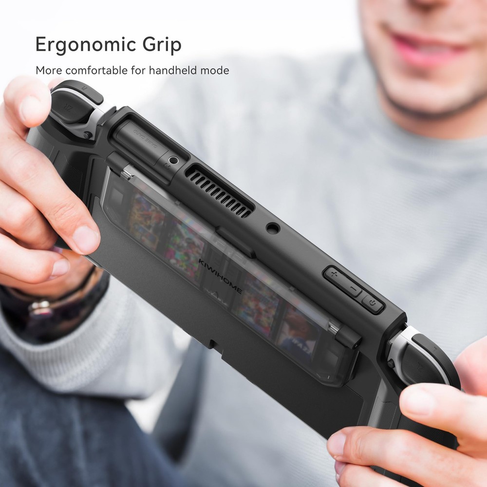 Switch OLED Case with Flip Game Storage, KIWIHOME Dockable OLED, Black