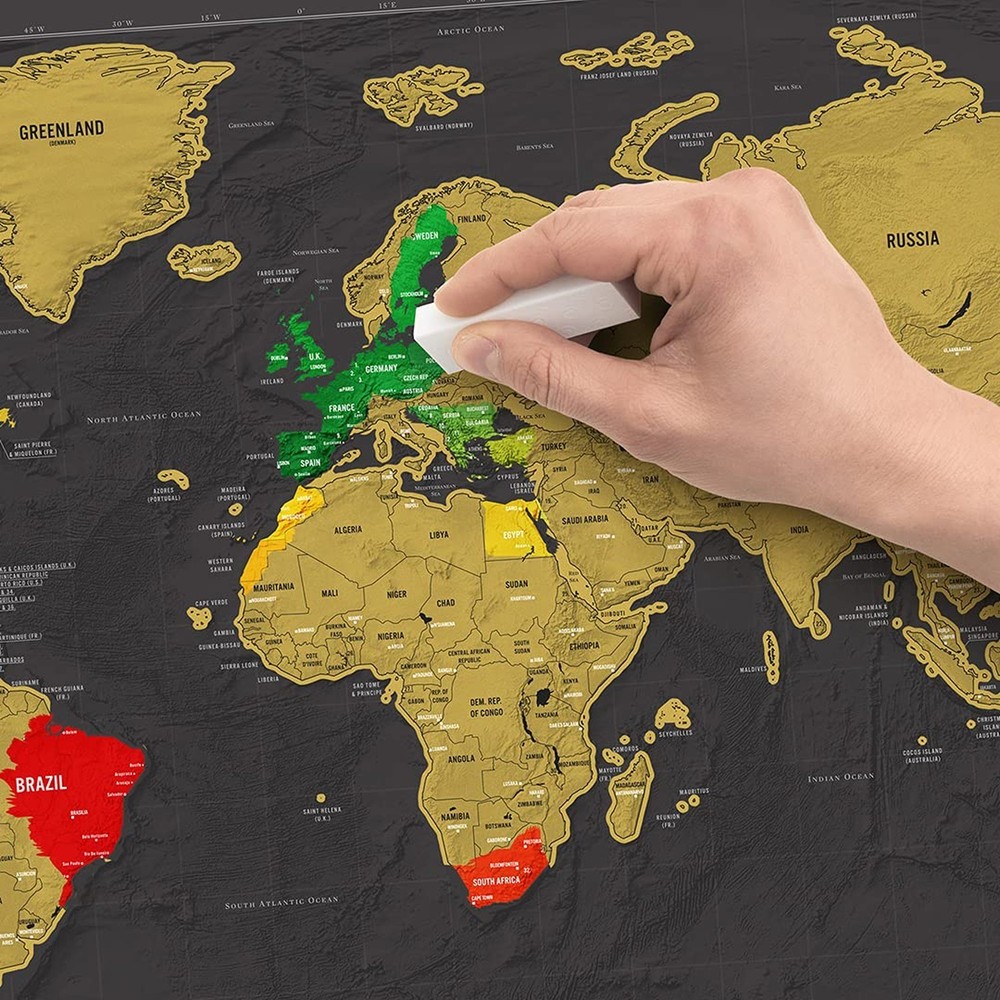 Luckies Scratch Map - Scratch Off World Map - Scratchable Travel Maps - Rub O...