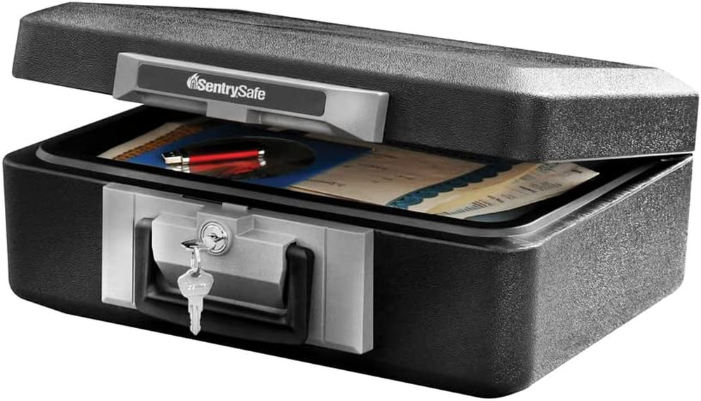 Fireproof Safe Box with Key Lock, Chest Safe with Carrying Handle to Secure M...
