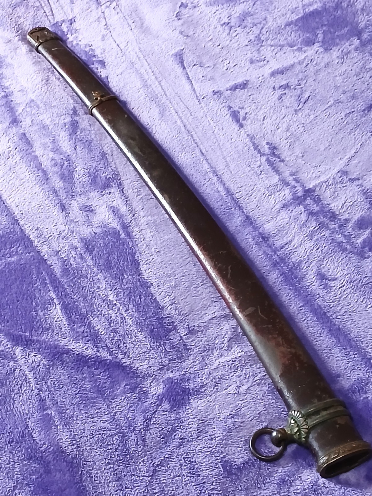 WWII Japanese Ofiicer's Showato Sword Signed "Fukumoto Amahide" with Tachi Tsuka