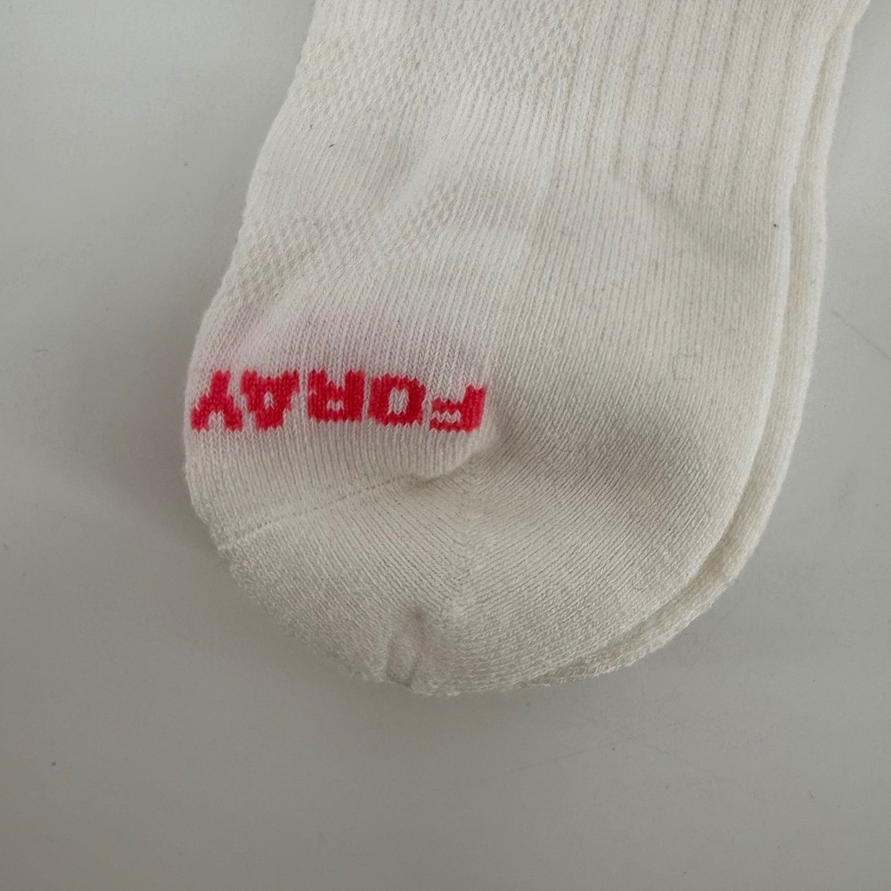 FORAY White Pink Checkerboard Athletic Crew Socks