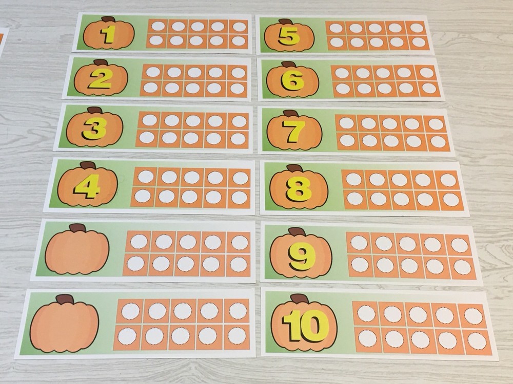 Halloween - Pumpkin Ten-Frames - Laminated Activity Set - Teaching Supplies