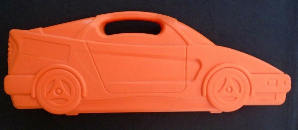 Vintage Orange Car Shaped Tool Box Includes Original Sockets