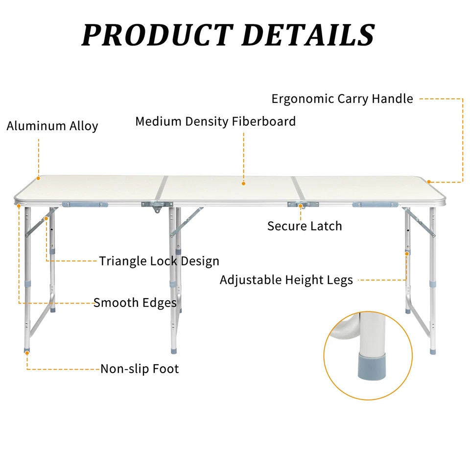 Outdoor Handle Aluminum Folding Table