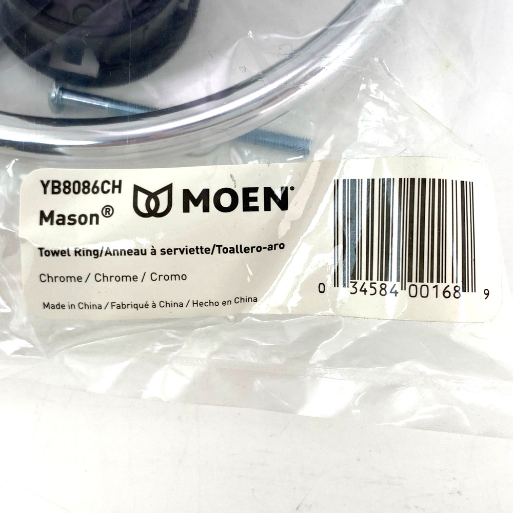 MOEN Mason Chrome Towel Ring Bathroom YB8086CH