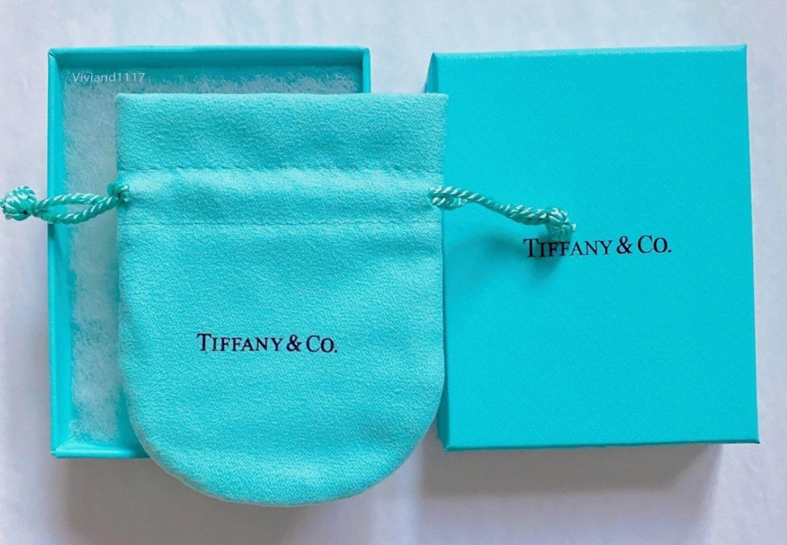 Tiffany & Co Empty 3.75" x 3" x 1.5"  Blue Gift Box/Travel Pouch 2pc set