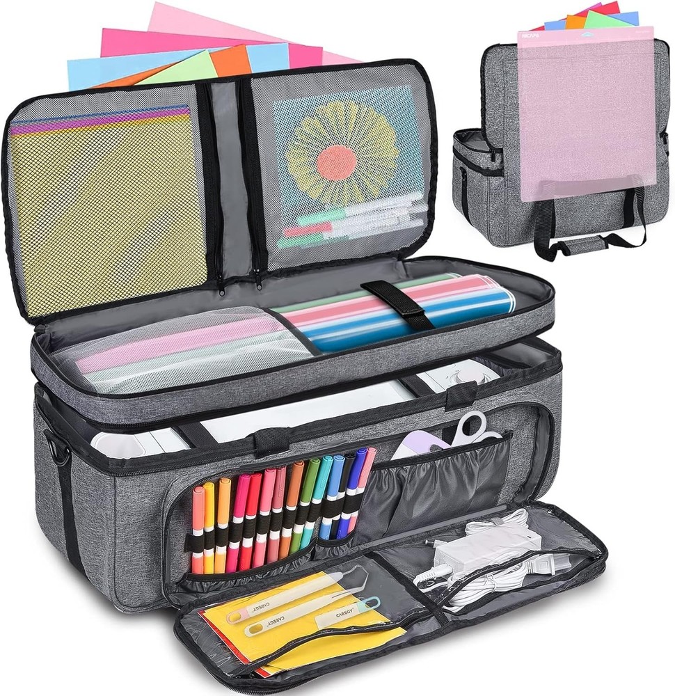 Carrying Case for Cricut Maker 3, Maker 4, Double-Layer Machine Bag with Cover