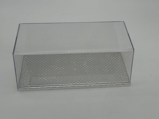 AMT 936/12 Plastic Display Case 10"x4"x3 3/4" Chrome Diamond Plate Base Stackabl