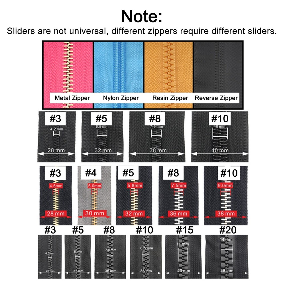Zipper Slider Retainers, 3Sizes Top Stoppers & Bottom Stop, Bronze 30 Sets