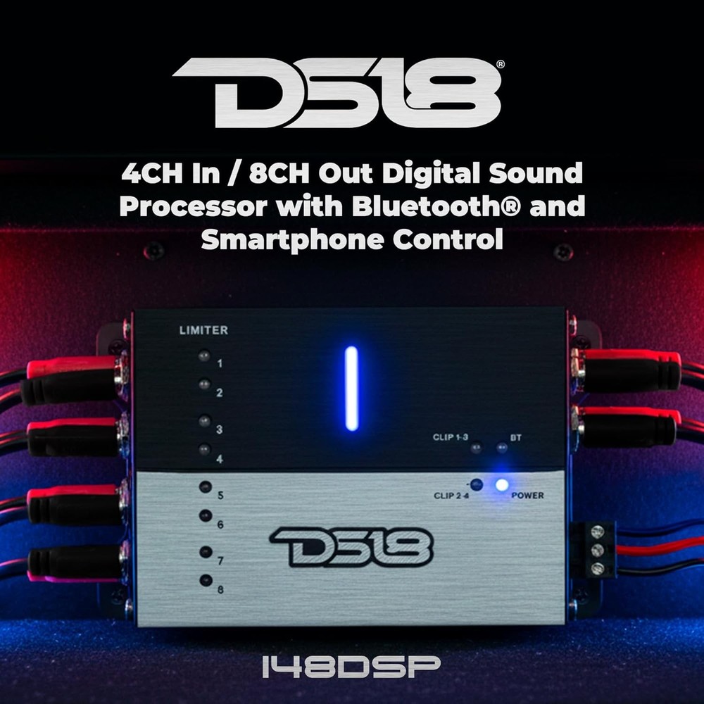 DS18 i48DSP 4-CH IN / 8-CH OUT DIGITAL SOUND PROCESSOR w/BLUETOOTH & APP CONTROL
