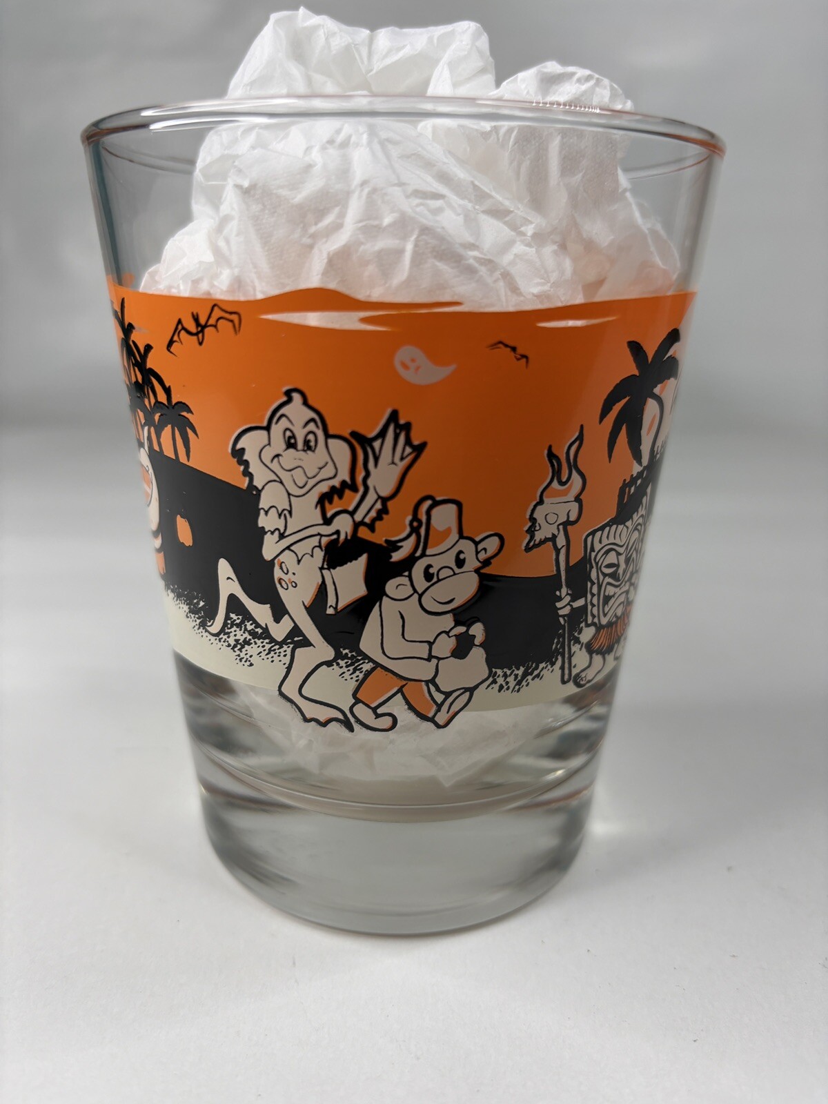 Halloween Mai Tai Glass Art by Dr Bill Tiki Bob Ghost Fez Monkey Pumpkin Ohio