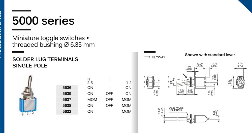 x3 APEM ON-OFF-ON Toggle Switches 5639