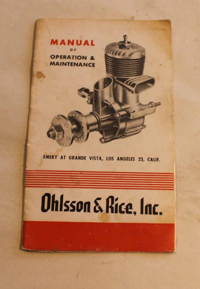Lot 386, Ohlsson & Rice 60 scale airplane engine, spark plug & points, used