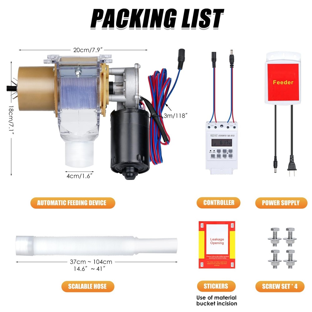 Timed Automatic Chicken Feeder 16 Groups of Timer & Quantitative Poultry Feed...