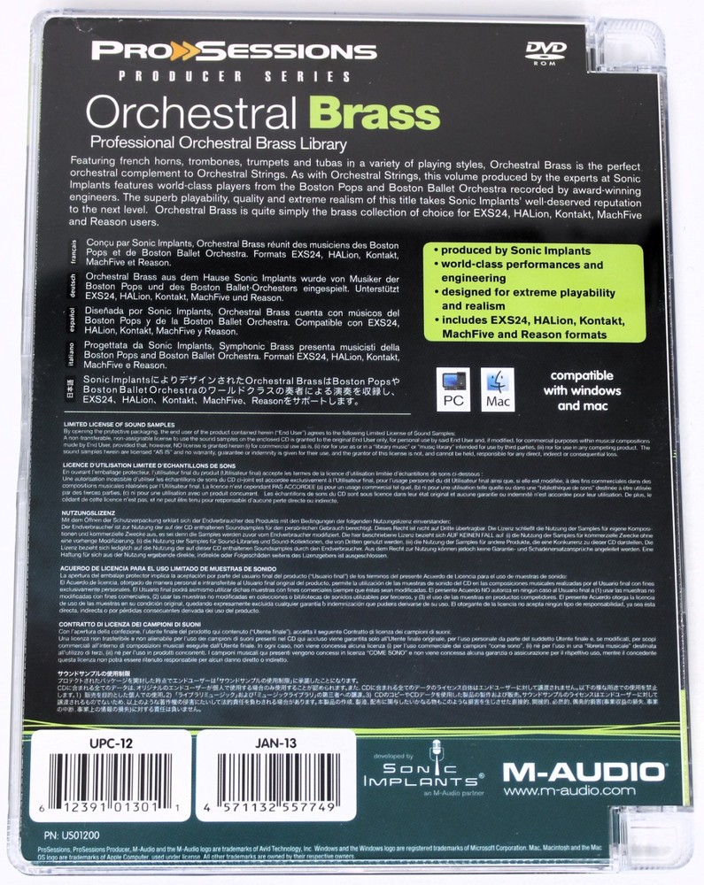 M-Audio Sonic Implants Pro Sessions Orchestral Brass Loops Library/Sampling CD