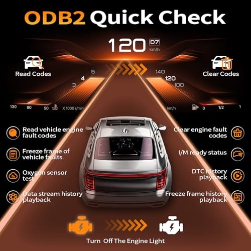 OBD2 Scanner and Battery Tester, Plug & Play Check Engine Light Code yellow
