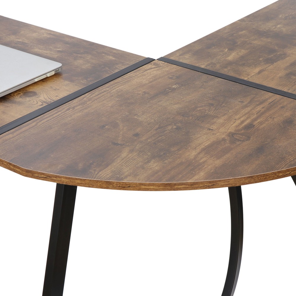 58"L-Shaped Gaming Desk Reversible MDF Computer Corner Laptop Table Rustic Brown