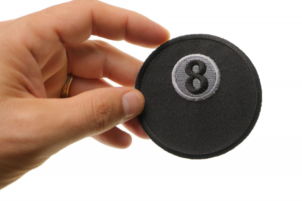 Embroidered Patch (Iron-On), 8 Ball, 3" Round