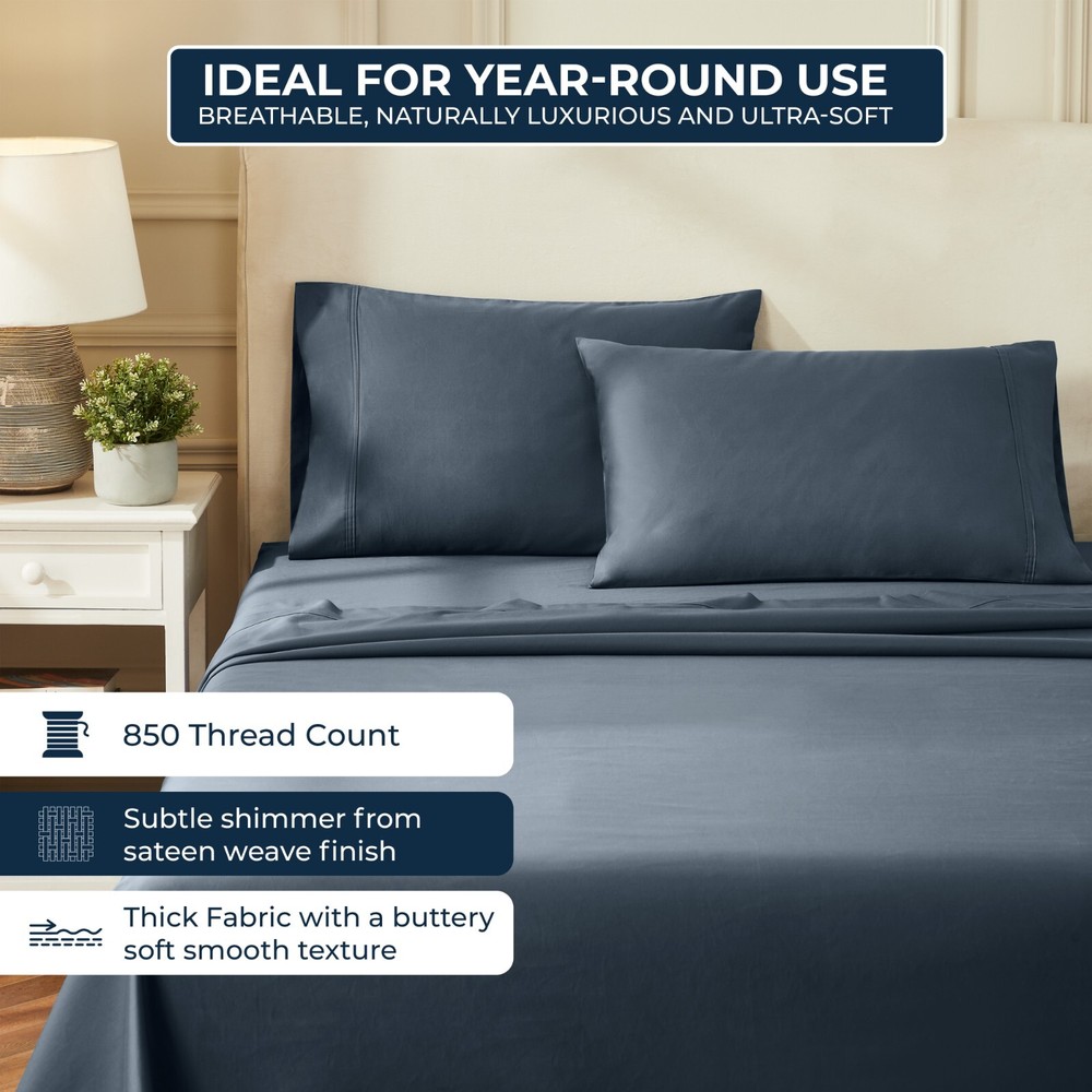 100% Egyptian Cotton 850 Thread Count Solid Bed Sheet Set