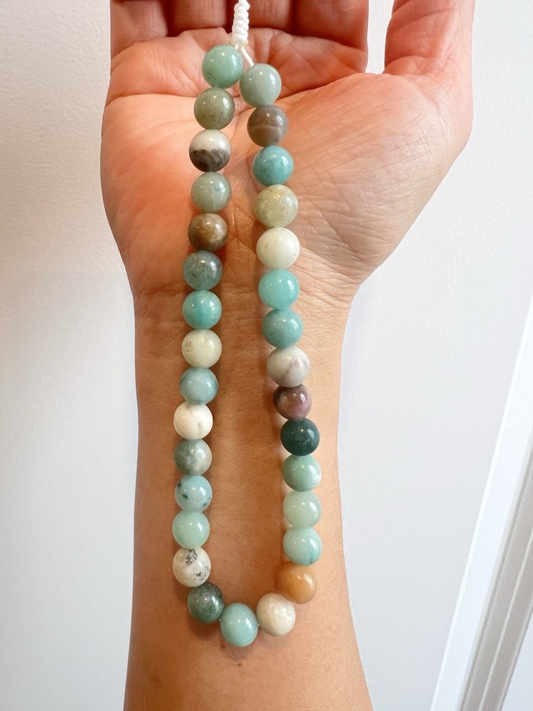 Natural Amazonite Stone Beaded Wrist Strap, Phone Strap, Camera Strap, Gift Idea
