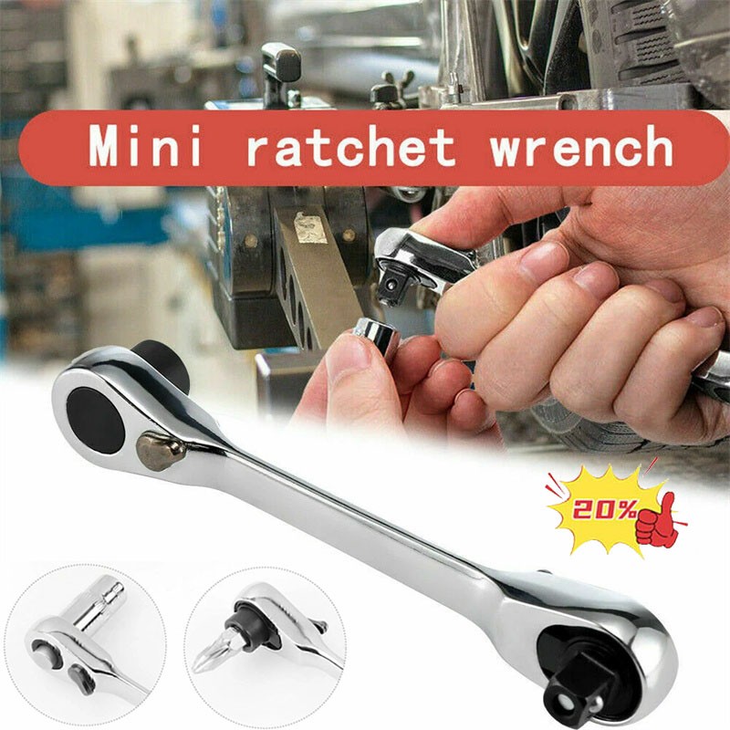 1/4" Mini Double-Ended Quick Socket Ratchet Wrench Rod Screwdriver Bit Tools