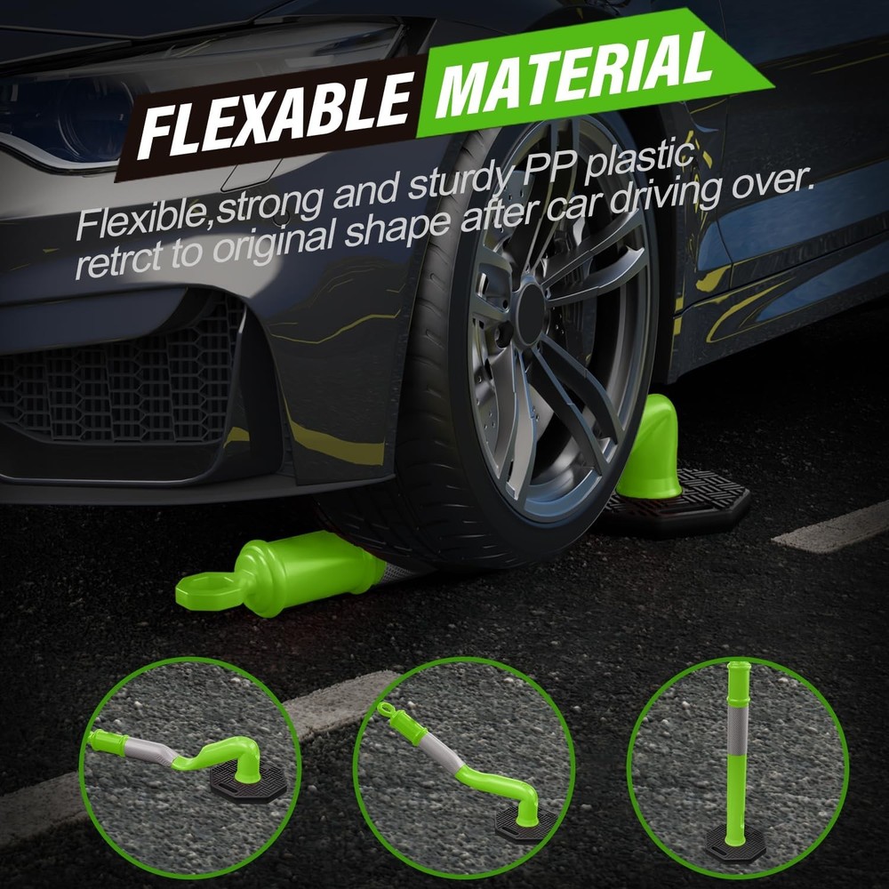 45 Inch 3 Pack Delineator Post with Base, Lime Green Traffic Delineator Posts...