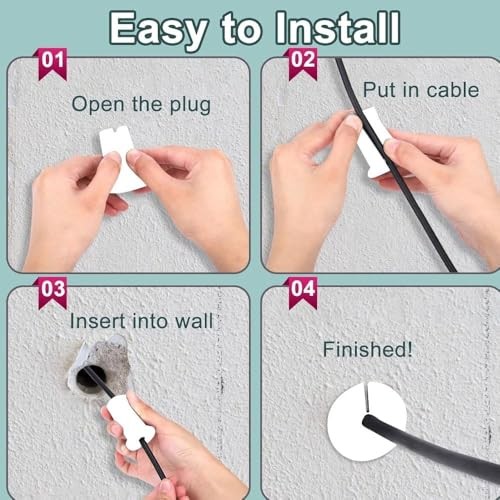 4Pcs Cable Routing Kit for 1 Inch Wall Hole Rubber Ethernet Cable Wall Pass