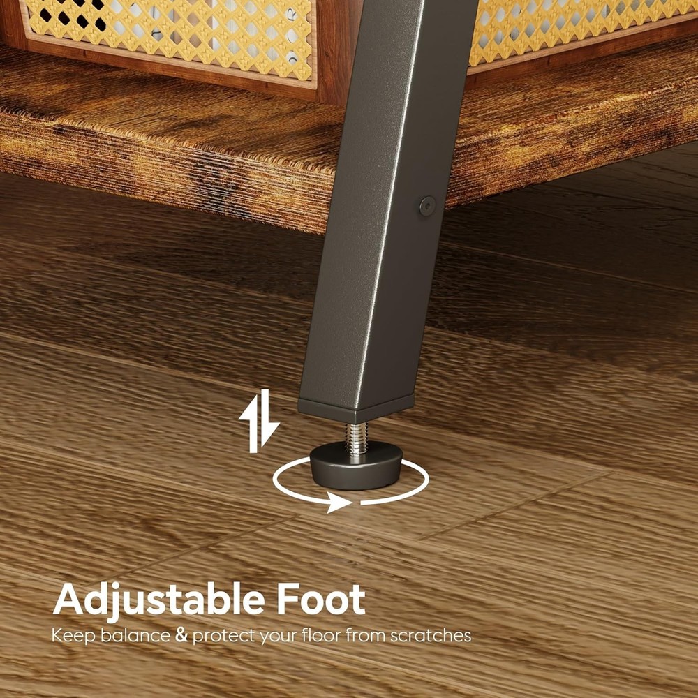 End Table with Charging Station, Small Side Tables Lucky 7 Rustic Brown