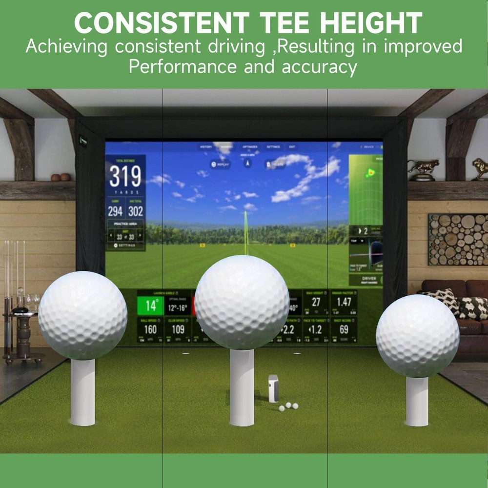 Rubber Golf Tees for Mats & Indoor Golf Simulators - 8 Pack Mixed Size for Dr...