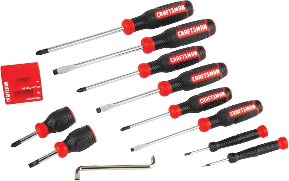 12 Piece Bi-material Screwdriver Set Black Oxide Tip Ergonomic Handle"