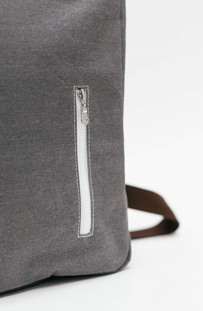 MAIKA Recycled Canvas Zippered Backpack, Nochi, Grey
