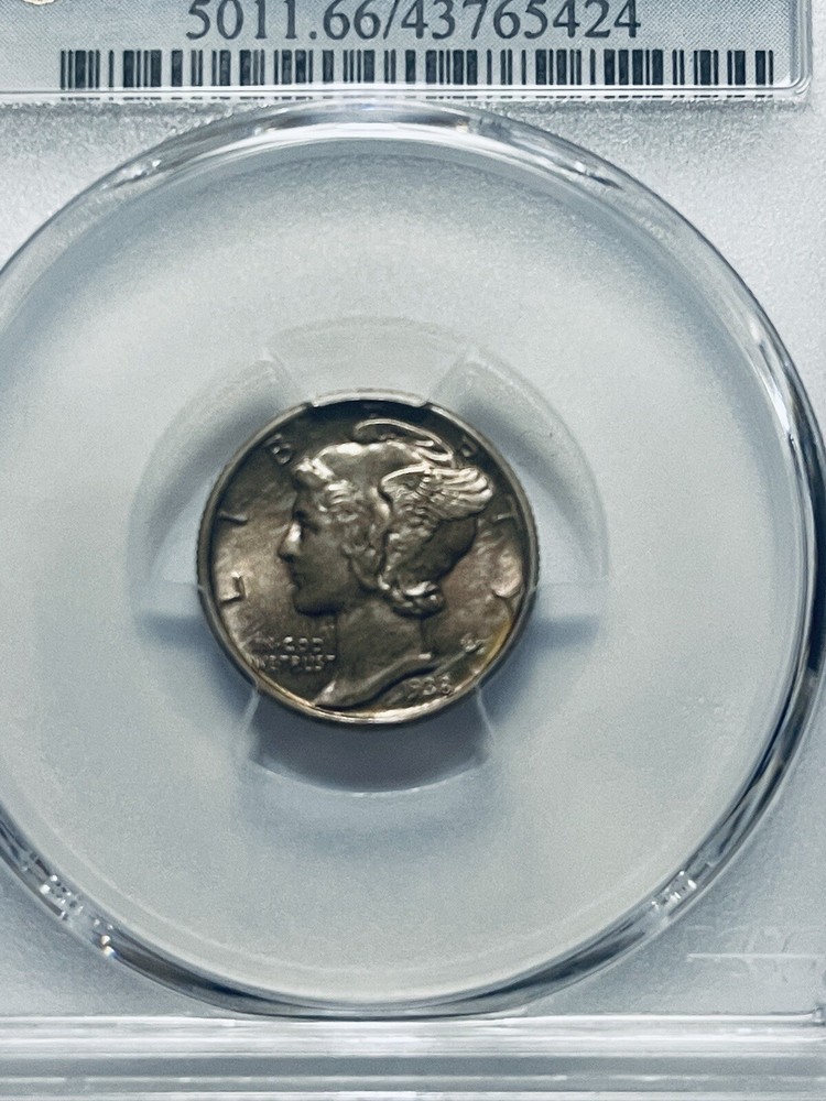 1938 Mercury Dime PCGS MS66FB Toned