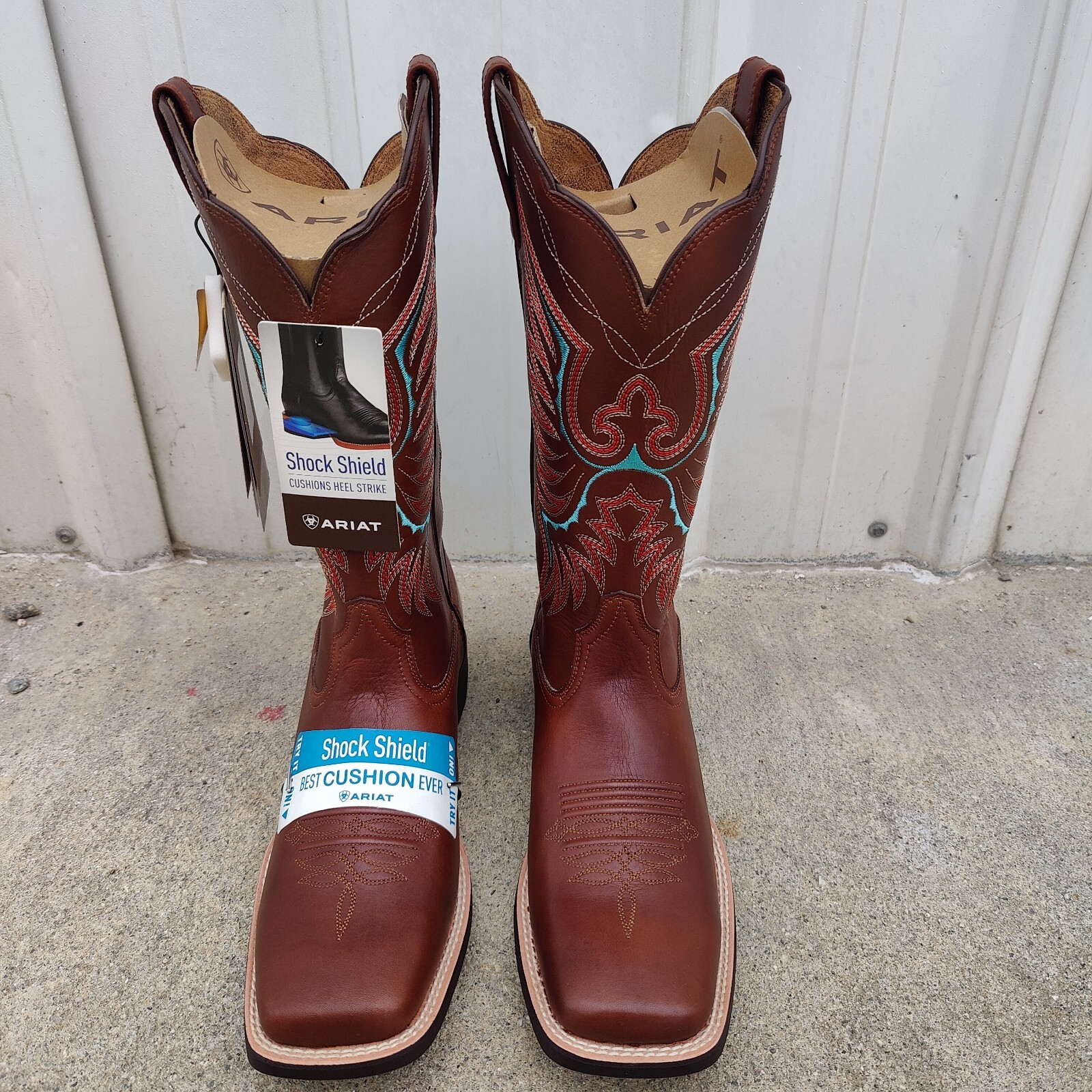 Ariat Rockdale Womens Sz 11 B Brown Distressed Leather Cowboy 12" Boots 1004238